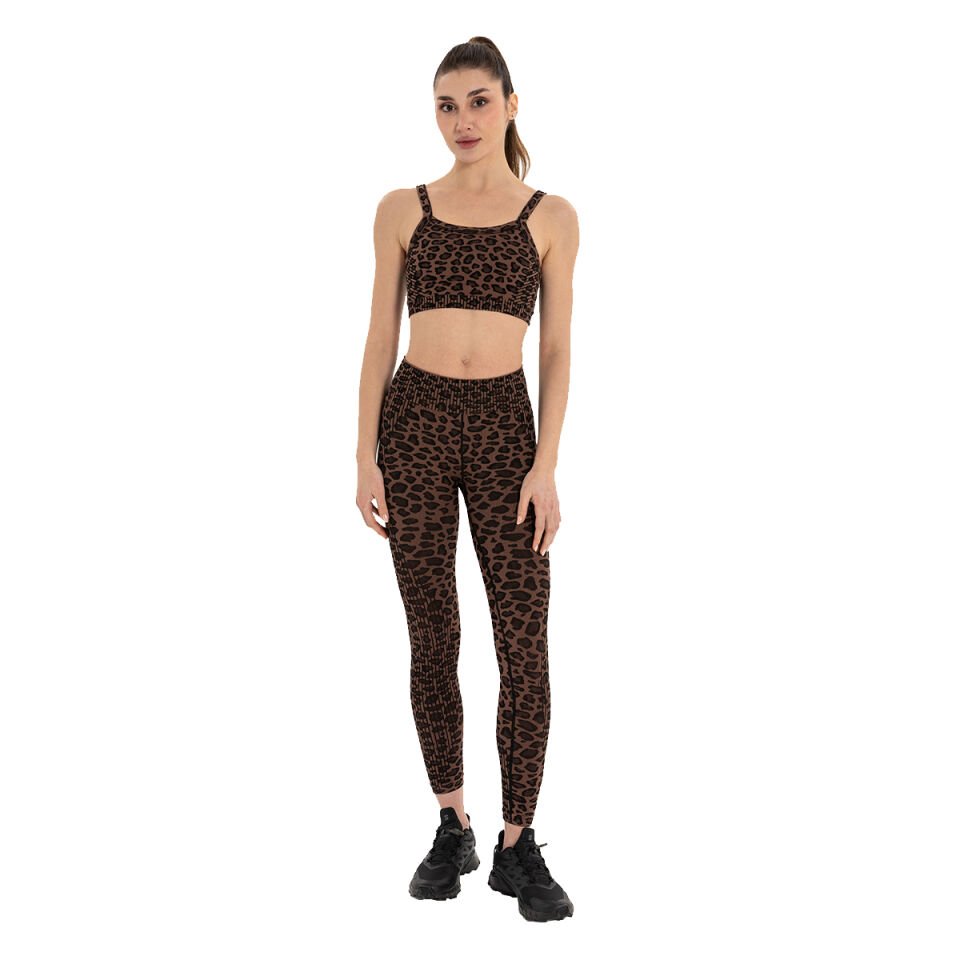 Leopar Desen Seamless Toparlayıcı Tayt