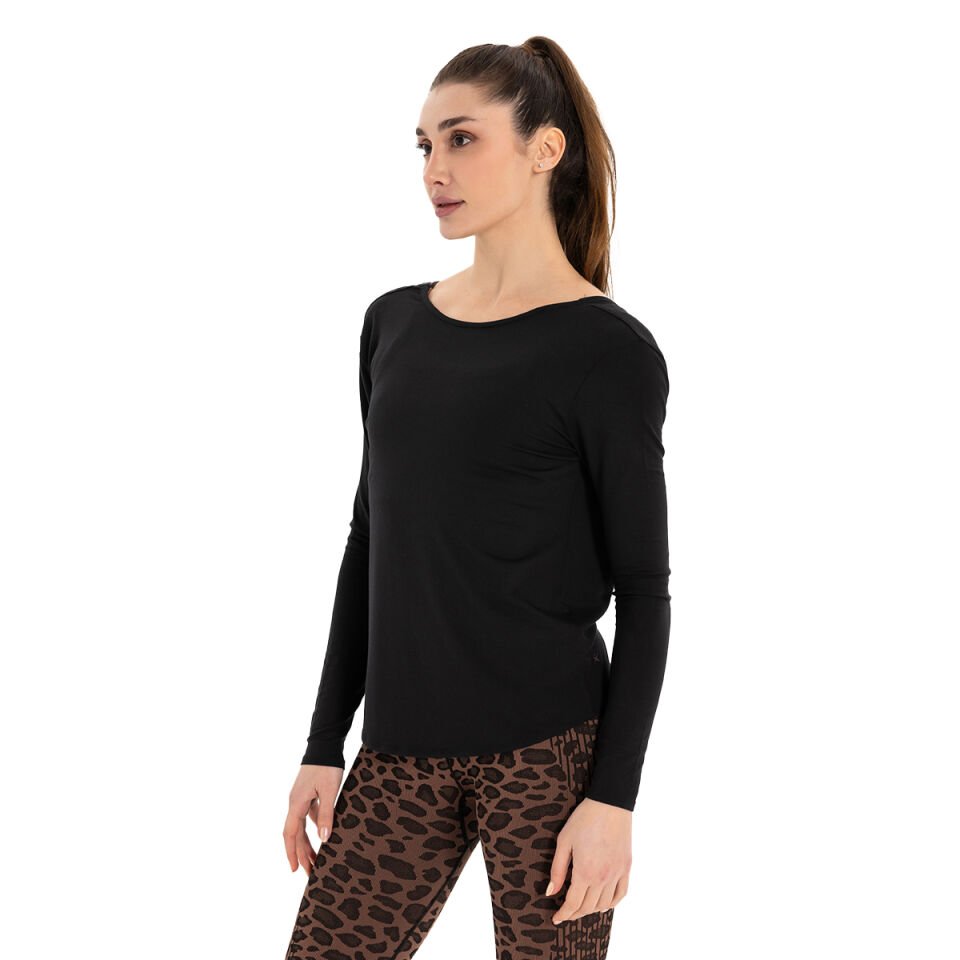 Inguz Sırt Detay Uzun Kollu Modal Yoga T-Shirt