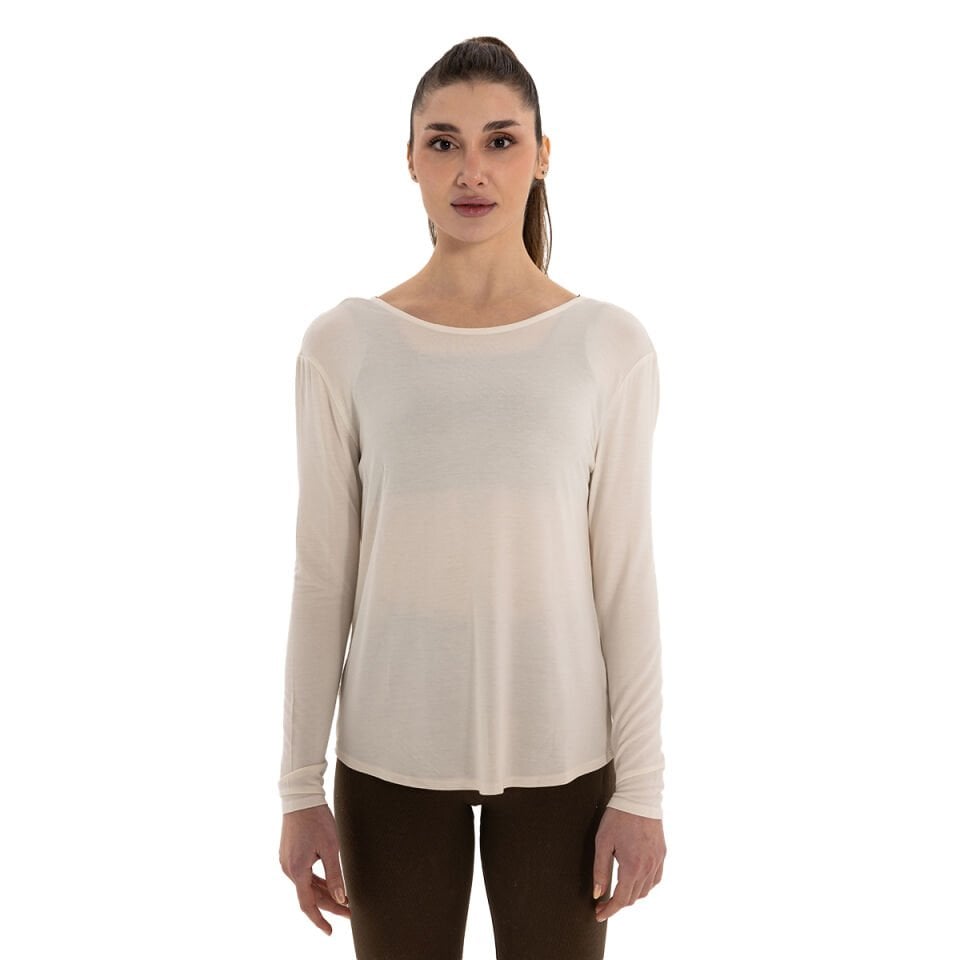 Back Detail Long Sleeve Modal Yoga T-Shirt