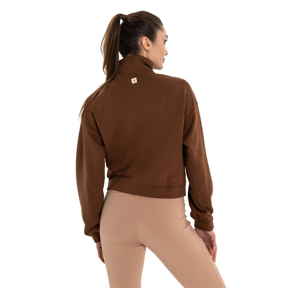 Dik Yaka Fermuarlı Organik Pamuk Sweatshirt