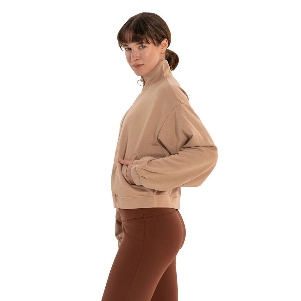 Stand Collar Zippered Organic Cotton Sweatshirt