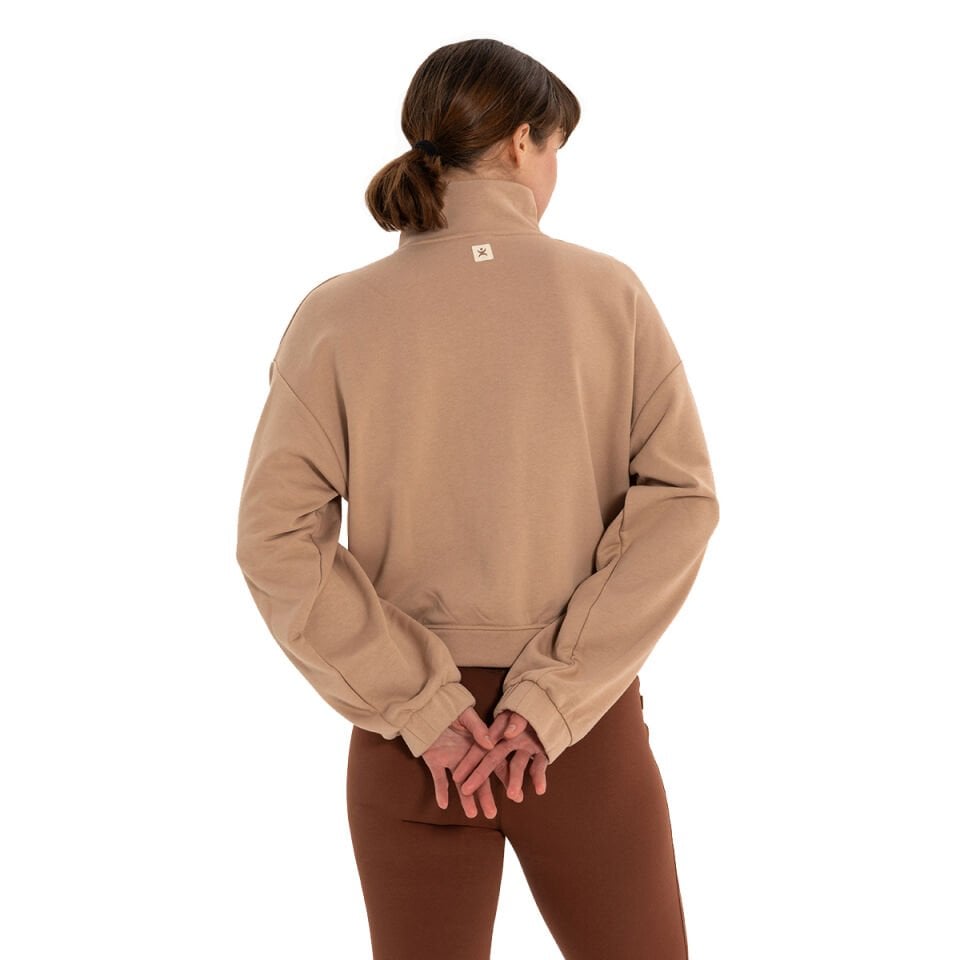 Stand Collar Zippered Organic Cotton Sweatshirt