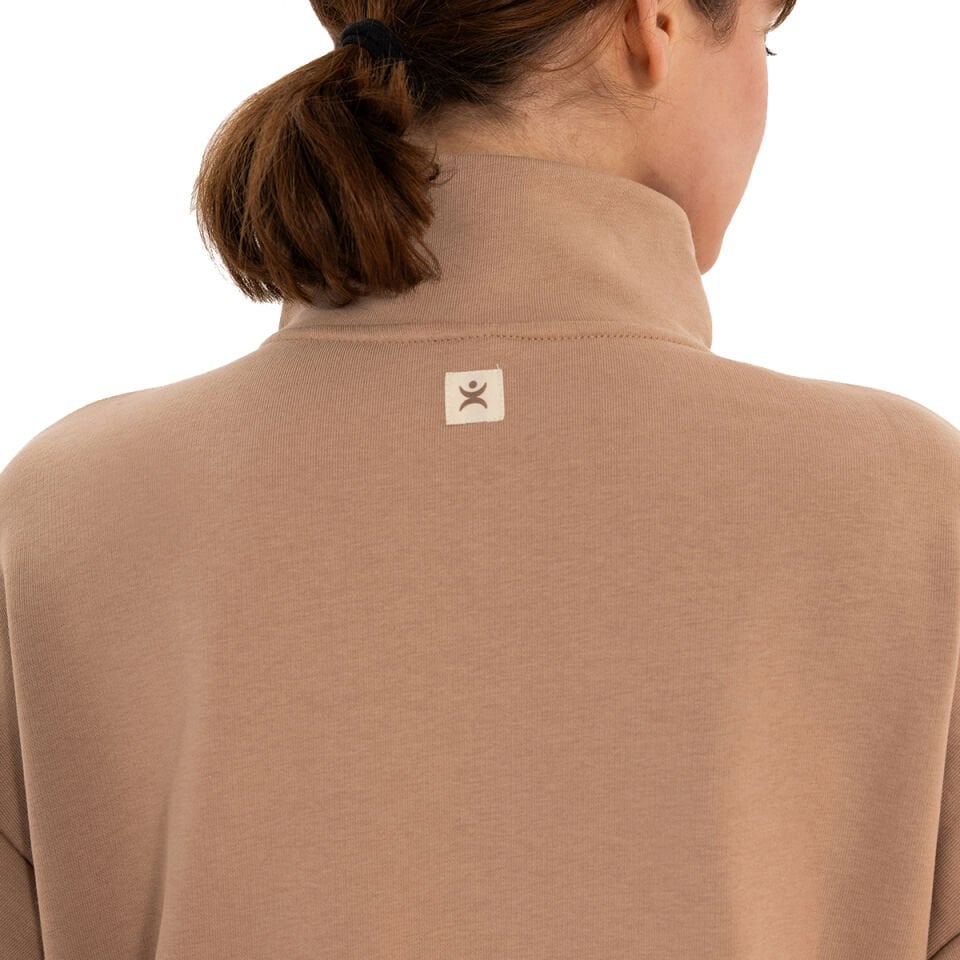Stand Collar Zippered Organic Cotton Sweatshirt