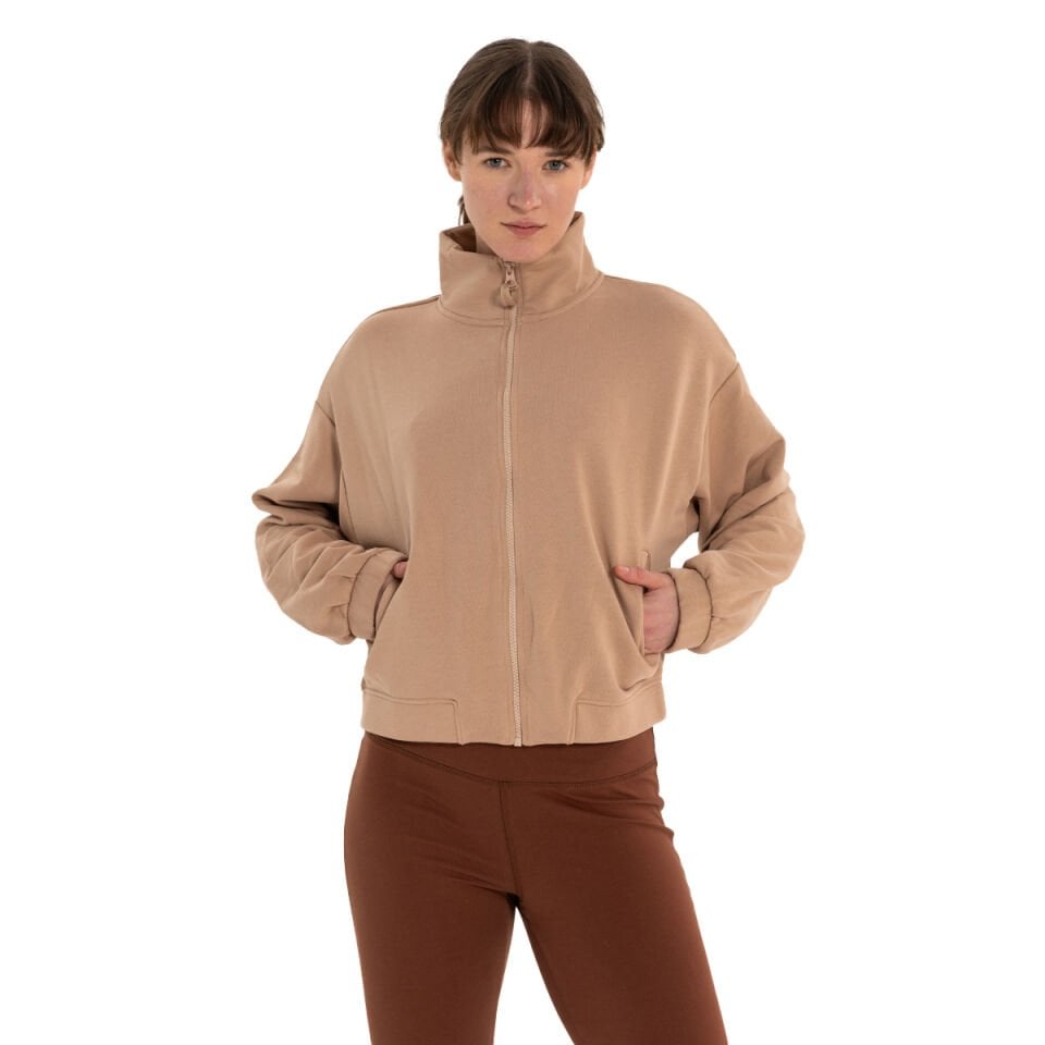 Stand Collar Zippered Organic Cotton Sweatshirt