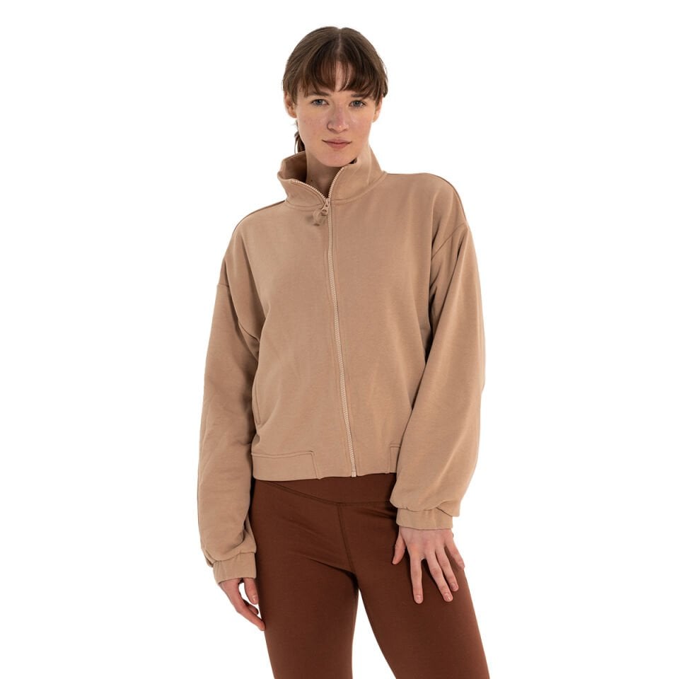 Stand Collar Zippered Organic Cotton Sweatshirt