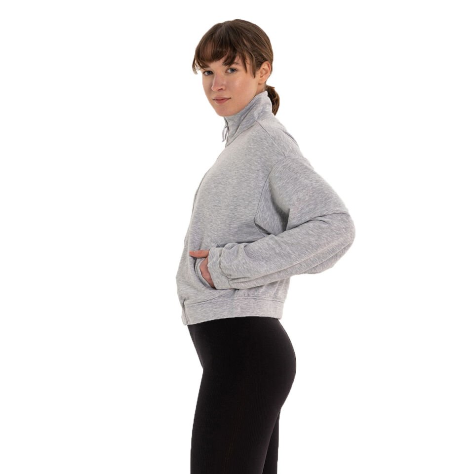 Stand Collar Zippered Sweatshirt