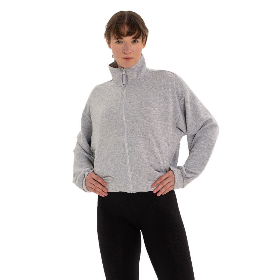 Stand Collar Zippered Sweatshirt