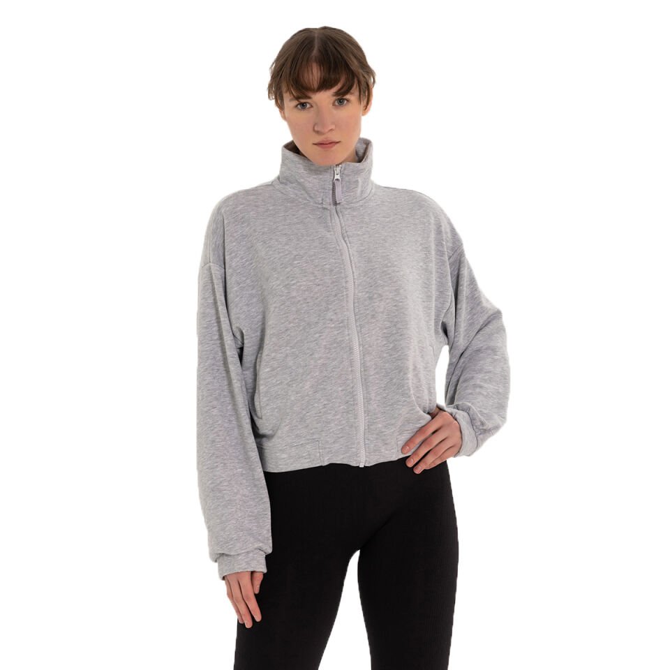 Stand Collar Zippered Sweatshirt