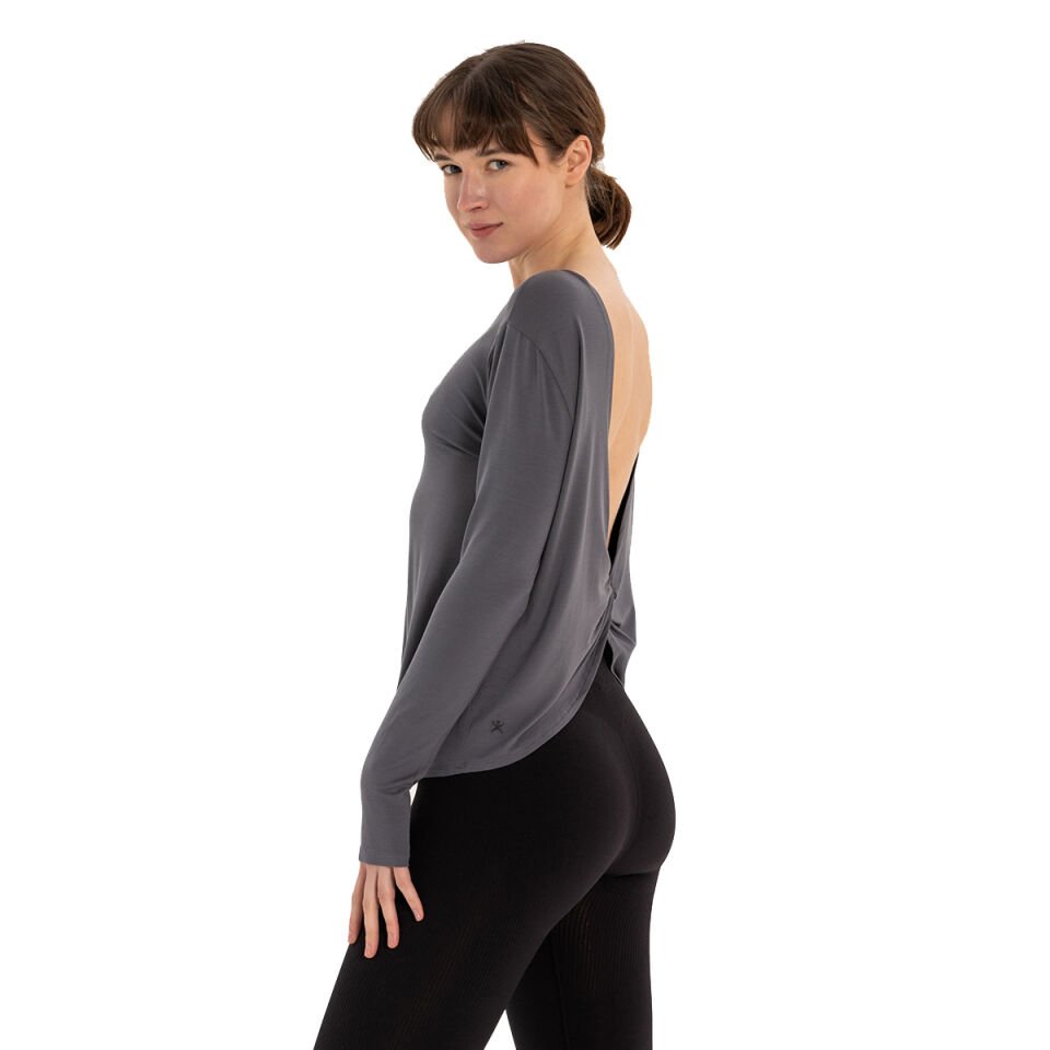 Inguz Sırt Detay Uzun Kollu Modal Yoga T-Shirt