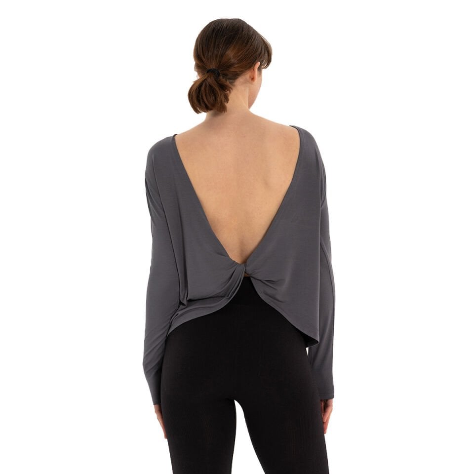 Back Detail Long Sleeve Modal Yoga T-Shirt