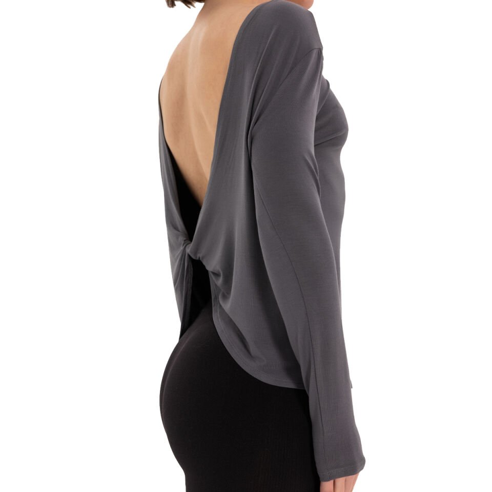 Back Detail Long Sleeve Modal Yoga T-Shirt