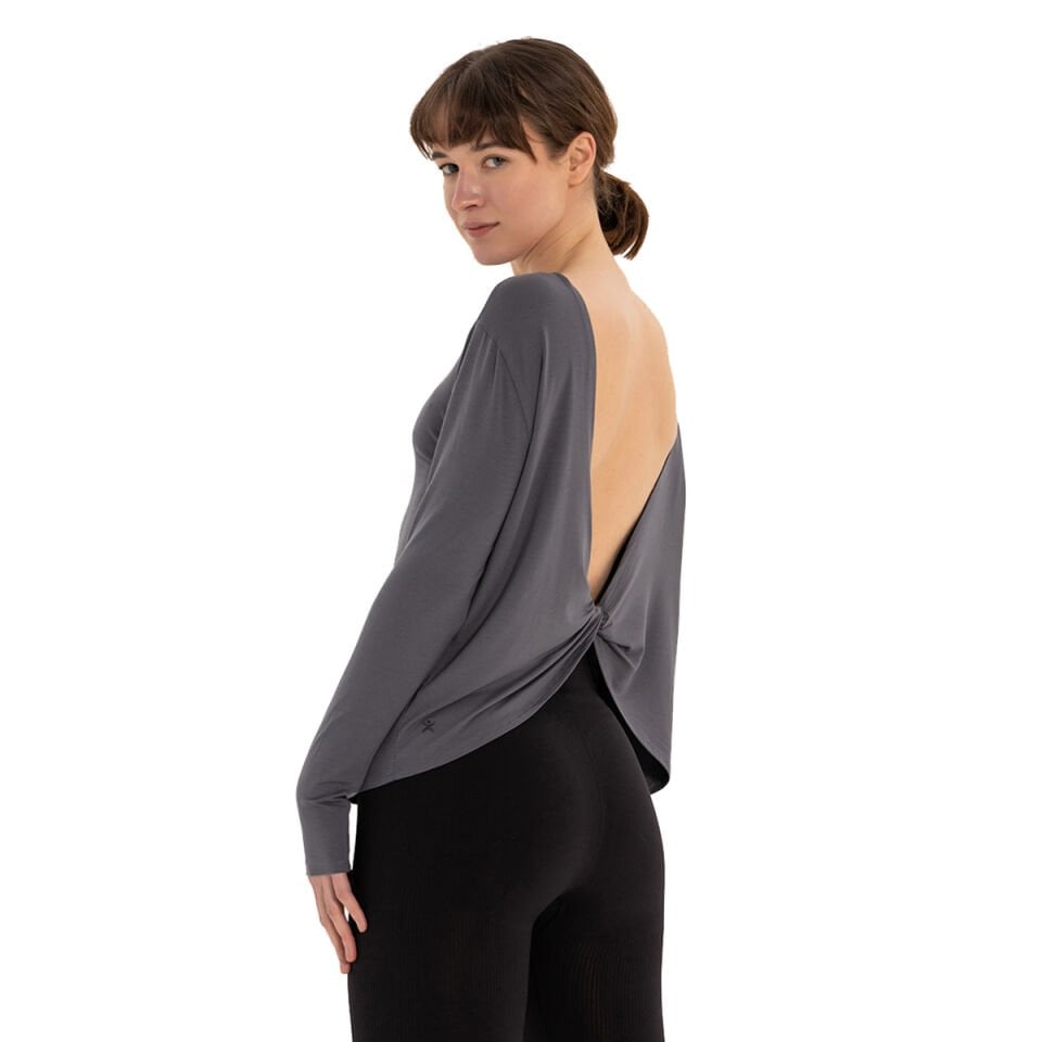Back Detail Long Sleeve Modal Yoga T-Shirt
